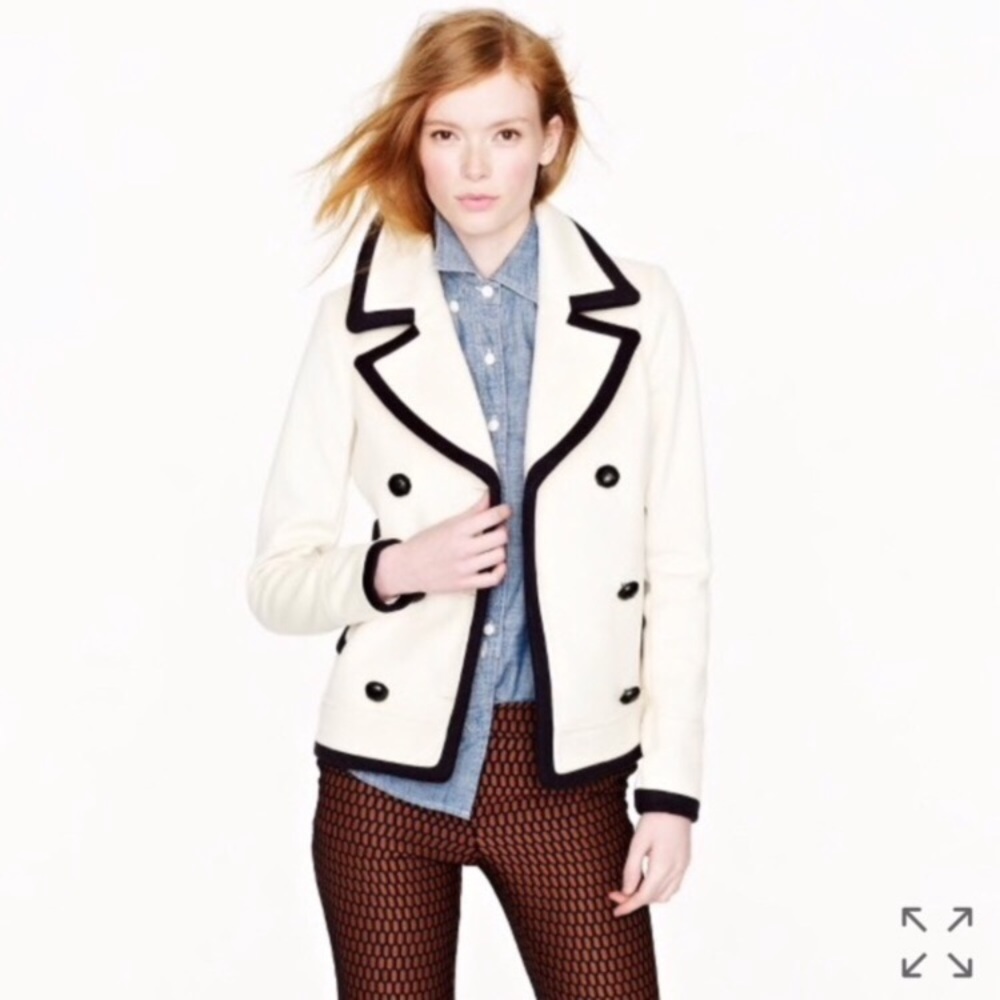 J.Crew Wool White/Black Tipped Peacoat